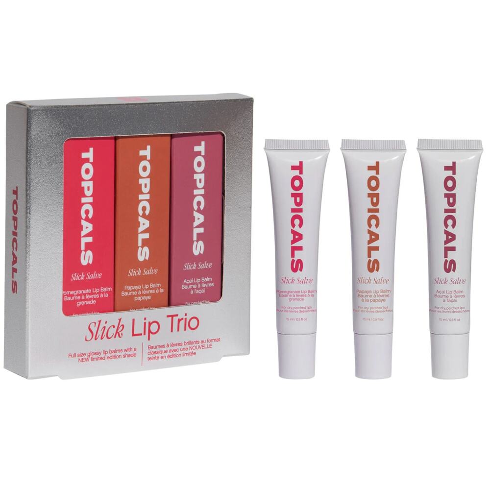 New Topicals Slick Salve Hydrating Glossy Lip Balm Trio 3 Piece Lot